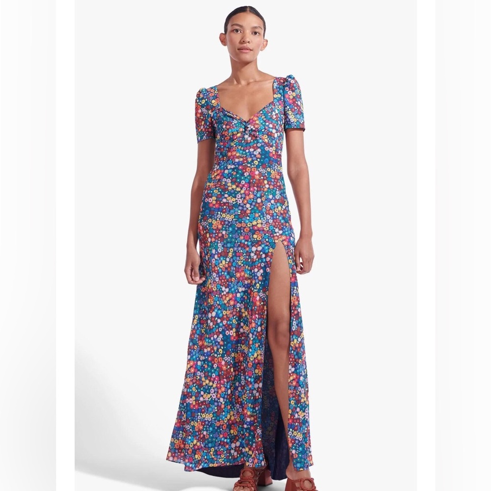 Staud Lea Maxi Dress in Rainbow Flower Market - Picture 4 of 12